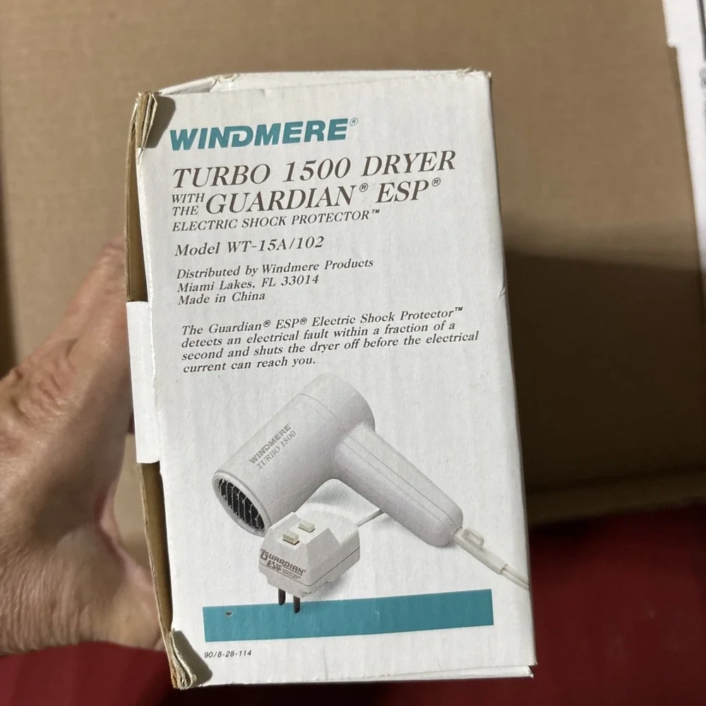 Vintage Windmere Turbo 1500 Hair Dryer Compact Travel Guardian Dual Voltage
